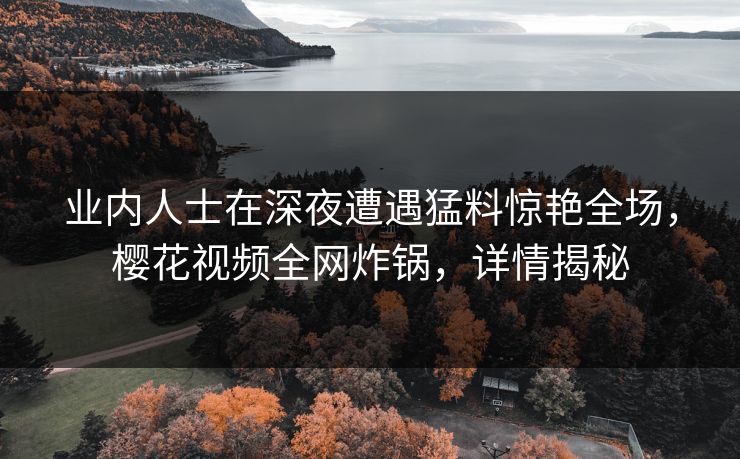 业内人士在深夜遭遇猛料惊艳全场，樱花视频全网炸锅，详情揭秘