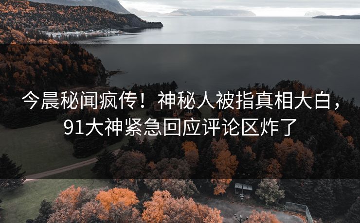今晨秘闻疯传！神秘人被指真相大白，91大神紧急回应评论区炸了