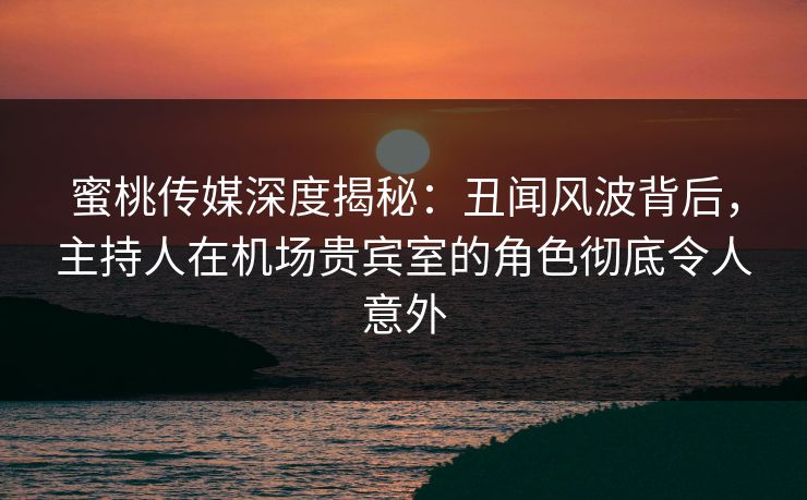 蜜桃传媒深度揭秘：丑闻风波背后，主持人在机场贵宾室的角色彻底令人意外